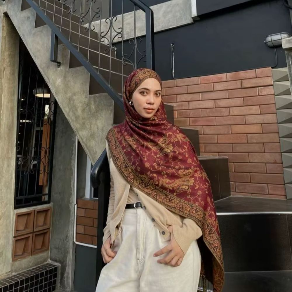 Écharpe Pashmina Paisley Brodé de Haute Qualité pour Femme, Châle Musulman avec Pompons, Étole en Coton Jacquard, Foulard Tendance