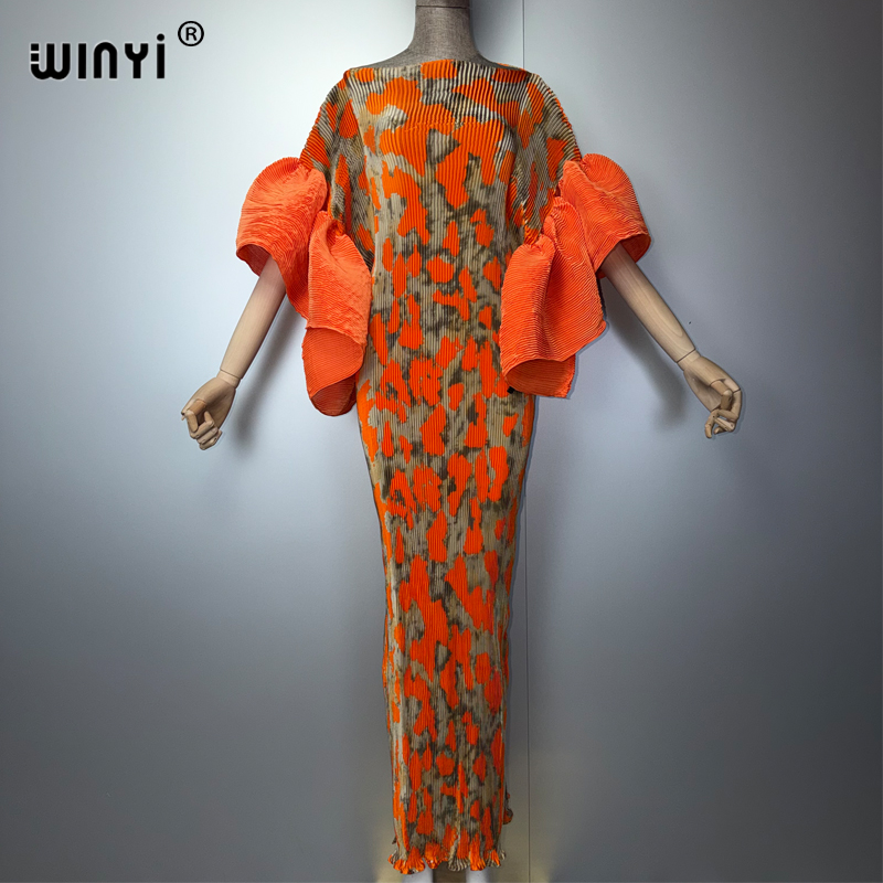 Robe plissée WINYI à manches bouffantes, paréo de plage, caftan musulman, abaya, robe de soirée longue de luxe de Dubaï pour femmes