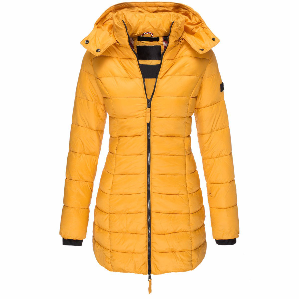 Vestes d'hiver pour femmes, fermeture éclair, capuche, rembourrées en coton, manches longues, manteau chaud, Parka Slim, vêtements d'extérieur portables