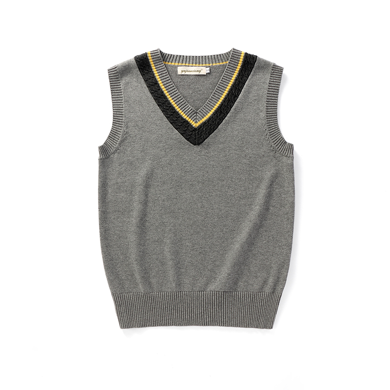 Pull sans manches pour femmes et hommes, col en v, étudiants Preppy, garçons et filles, classique, tricoté, mode coréenne rétro, printemps