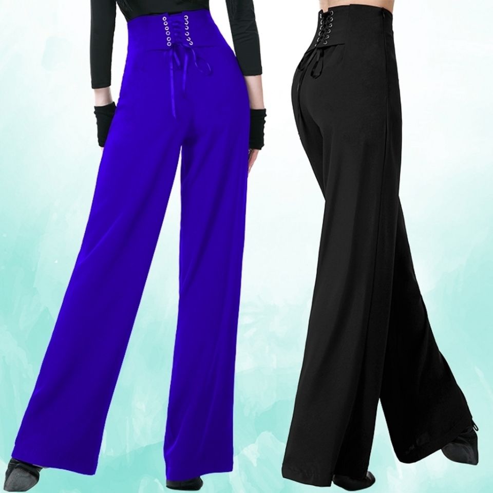 Pantalon femme pantalon de danse latine danse moderne danse salle de bal pantalon à jambes larges dames taille haute décontractée pantalon en mousseline de soie ample