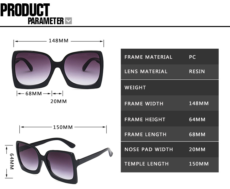 Lunettes de soleil surdimensionnées à grande monture pour femmes, marque de styliste en plastique dégradé, gafas de sol mujer UV400