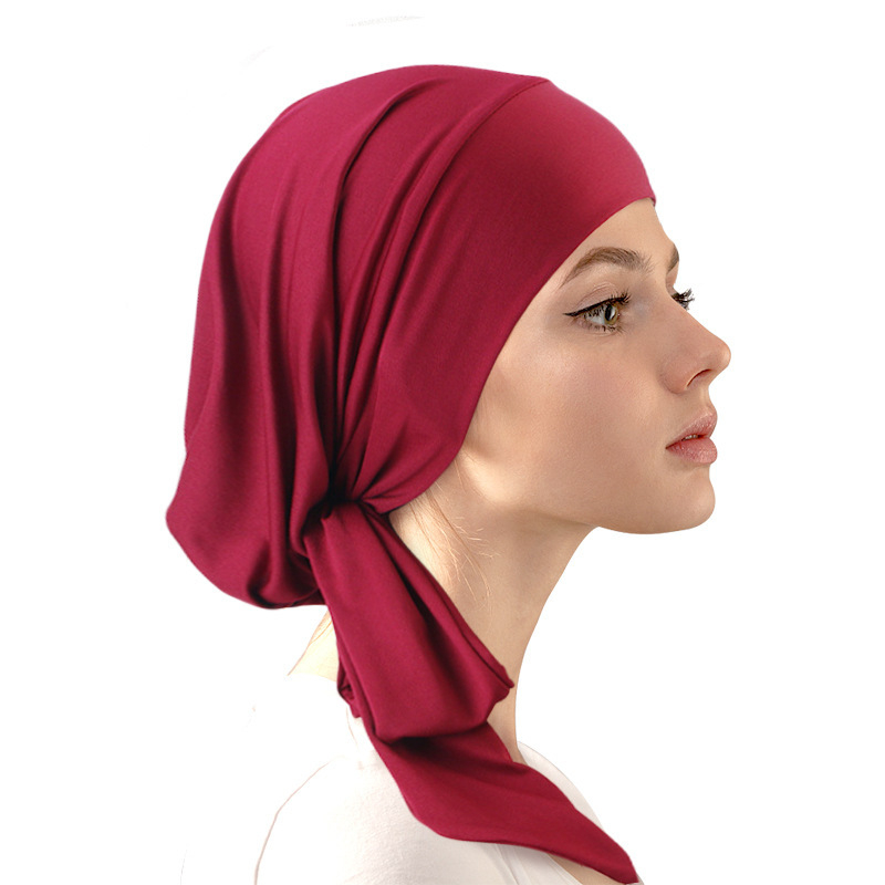 1 pièce Turban musulman pré-noué, foulard élastique ethnique, chapeau islamique, bonnet tendance pour femme, hijab, turbante