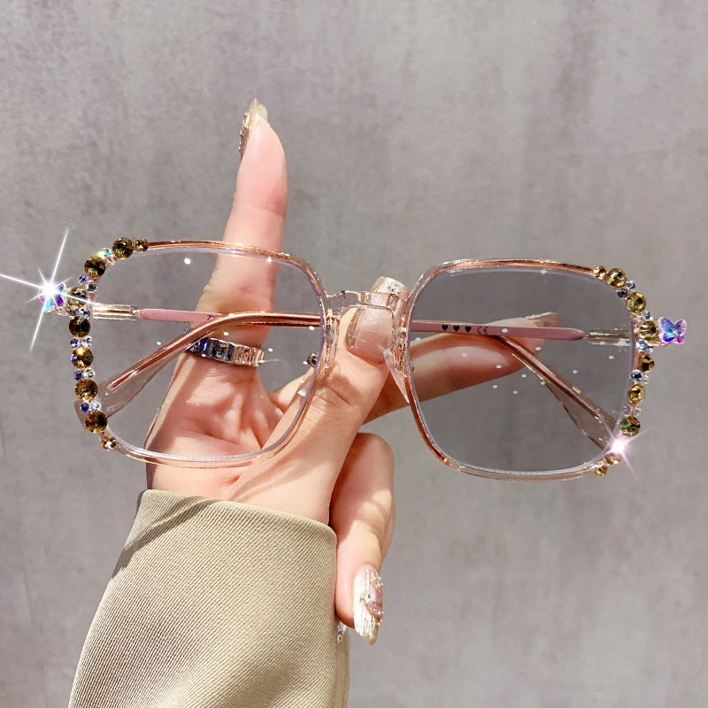 Lunettes de myopie à couleur changeante, bijoux en diamant, lunettes photochromiques haut de gamme pour femmes, moins dioptrie
