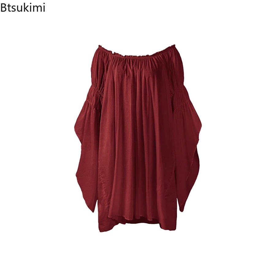 Chemisier Renaissance pour femmes, épaules dénudées, manches évasées, haut victorien, fée celtique, Robe Vintage, vêtements de Cosplay d'halloween