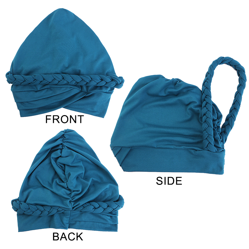 Femmes musulmanes tresse élastique Turban Hijab bandeau chimio foulard couverture de cheveux enveloppement islamique chapeaux