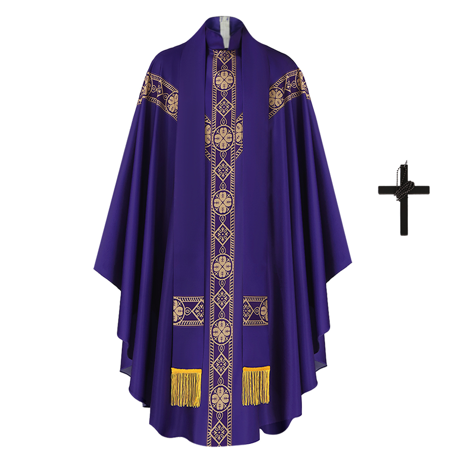 Chasubles de prêtre catholique avec étole et croix, vêtement liturgique traditionnel pour le père des communautés catholiques, robe de Messe, costume d'Halloween