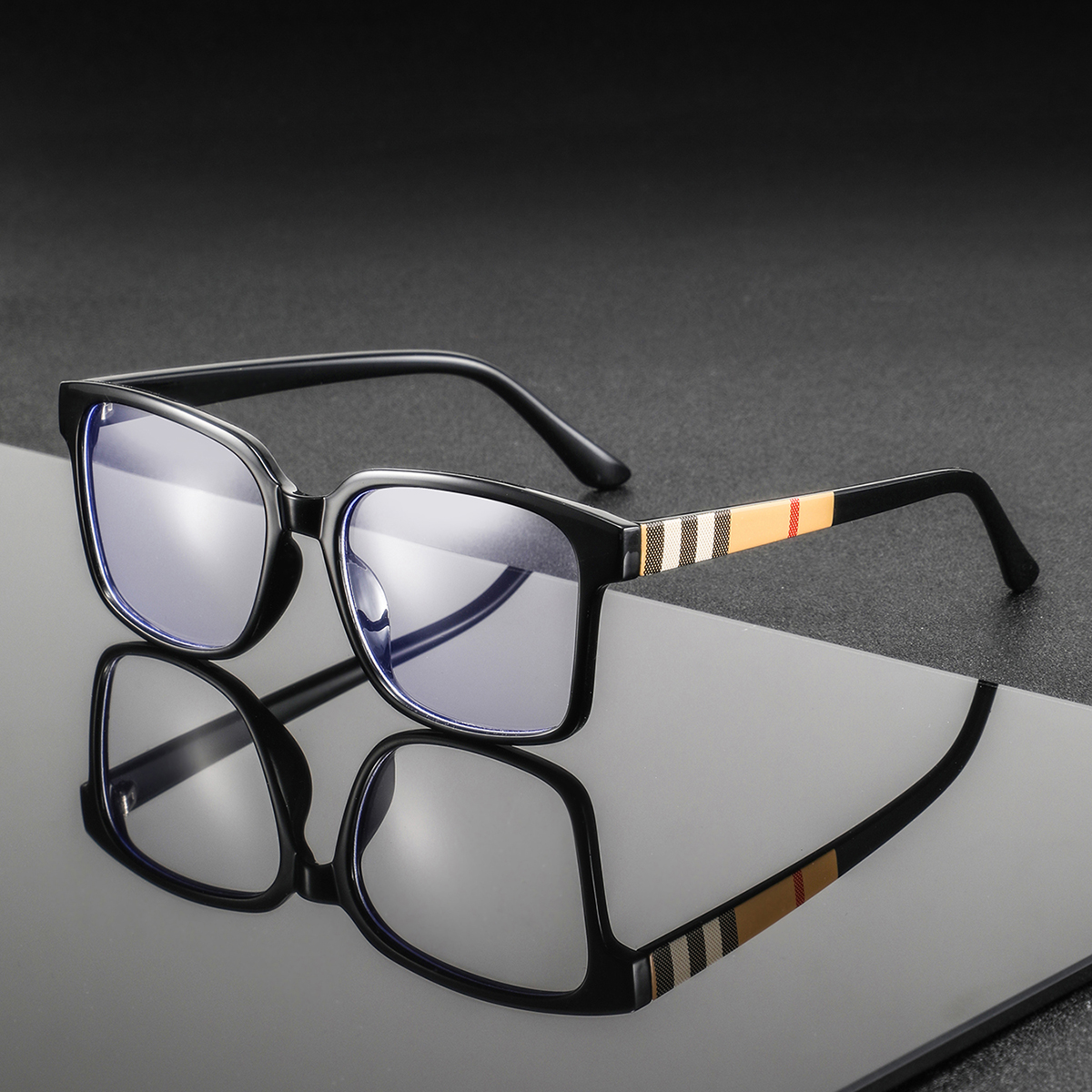 1 paire de lunettes carrées en plastique pour hommes, simples et artistiques, de style universitaire, uniques et polyvalentes, décontractées et relaxantes, avec une ambiance décontractée, lunettes sans ordonnance à la mode