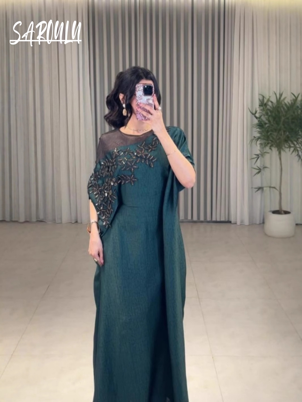 Charmante robe de soirée musulmane à col rond, caftan brodé chic, droite, offre spéciale, robe de bal pour femmes, magnifique tenue de Cocktail arabe