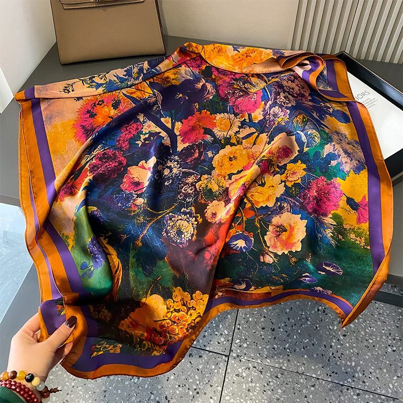 Design Satin soie châle Hijab écharpe femmes mode été crème solaire plage étole enveloppes Bufanda femme foulard Echarpe nouveau