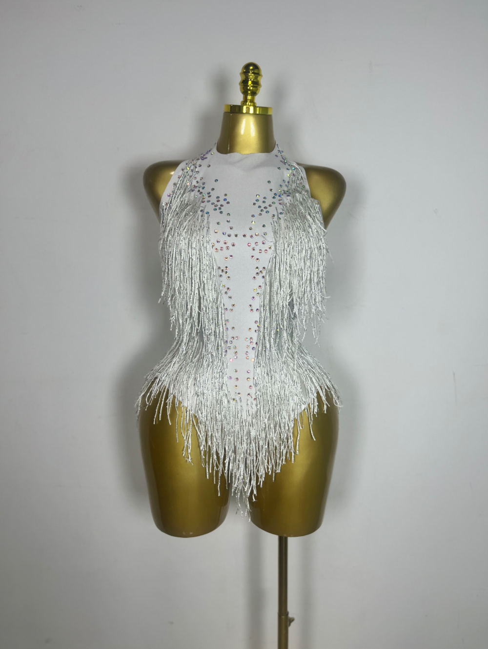 Costume de danse pour soirée en boîte de nuit pour femmes, tenue de scène sexy, justaucorps à franges, vêtements de performance, body à paillettes et strass