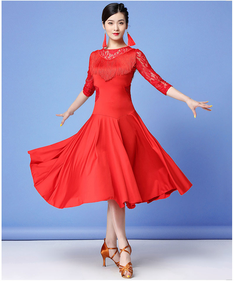 Robe de danse latine pour femmes, olympiques de danse de salon de valse, longue dentelle, vêtements de phtaline latine, costume de fête moderne, Cha Cha