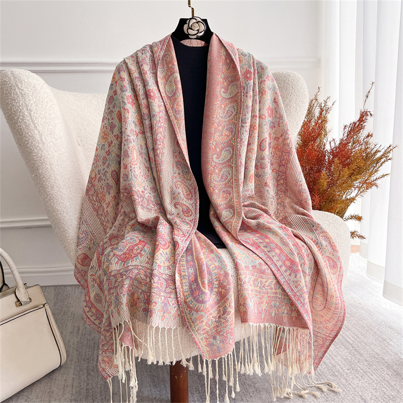 Bohème automne écharpe cachemire femmes Jacquard Pashmina conception florale femme épaisse couverture douce Bufanda chaud châle Poncho étole