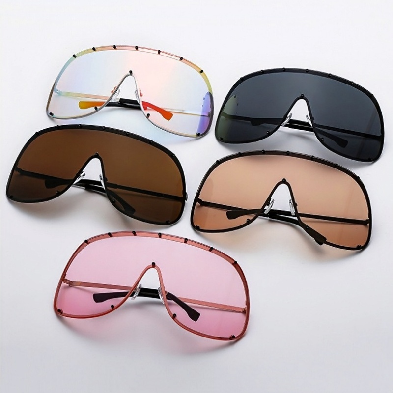 Lunettes de soleil de luxe surdimensionnées pour femmes et hommes, monture de lentille monobloc moderne, haute qualité, nuances UV400