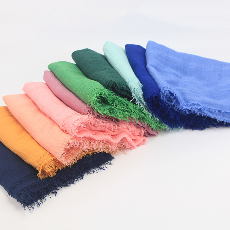 Écharpe en coton et lin de couleur unie pour femmes, châle, hijab, foulard musulman, écharpes, couvre-chefs, foulard féminin, pashmina