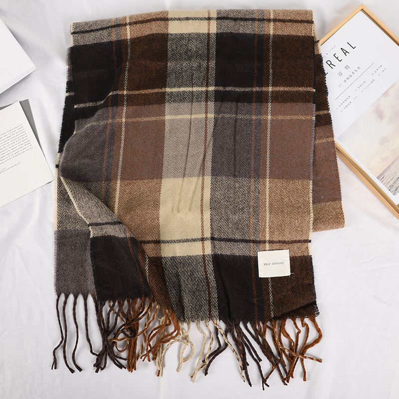 Écharpe d'hiver à carreaux pour femmes, écharpes de cou et de tête, écharpes décontractées à la mode, châles en cachemire pour dames, enveloppes, zones