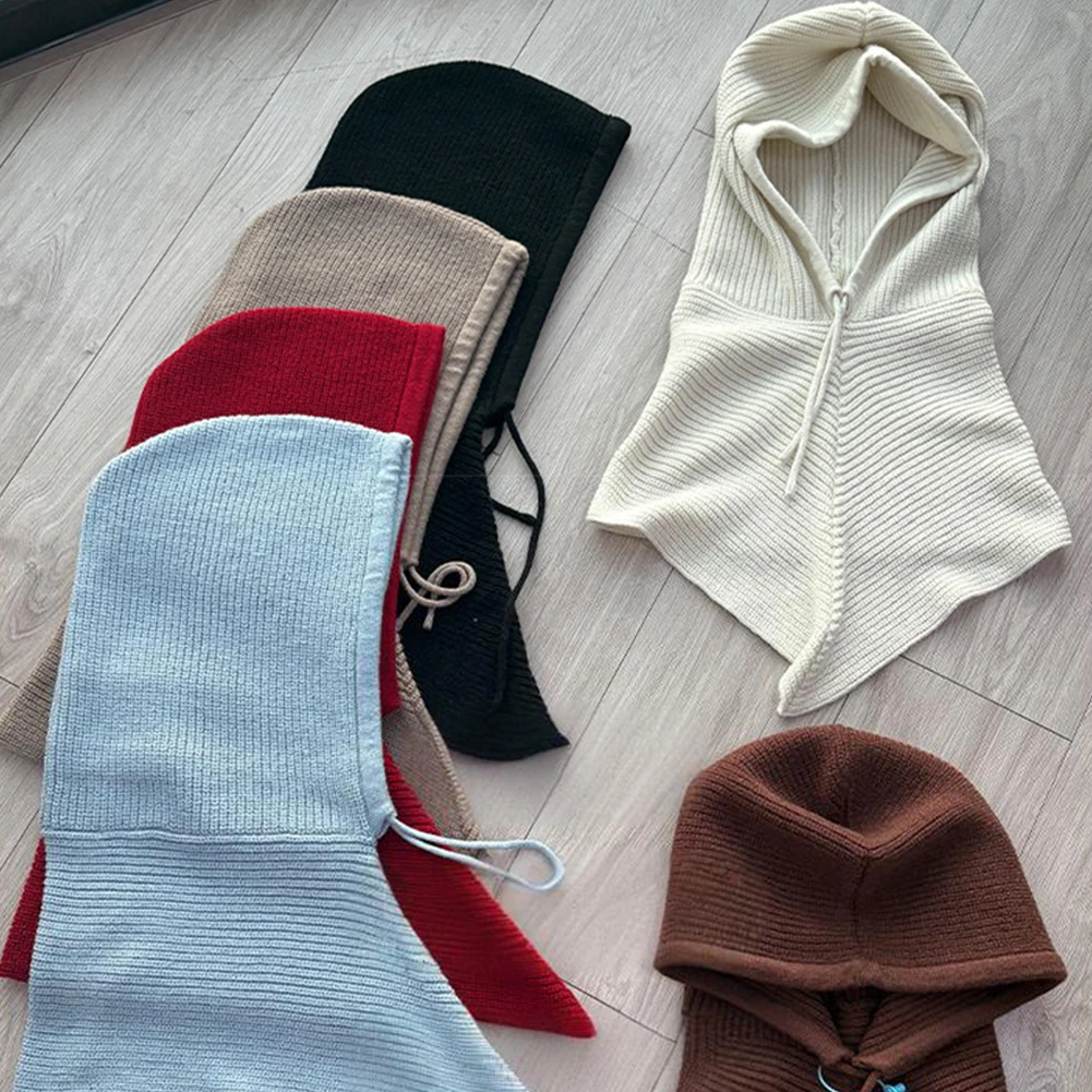 Chapeau-balaclava d'hiver pour femmes, écharpe chaude en tricot, bonnets à capuche, collier de cou en une seule pièce, bonnets pour filles