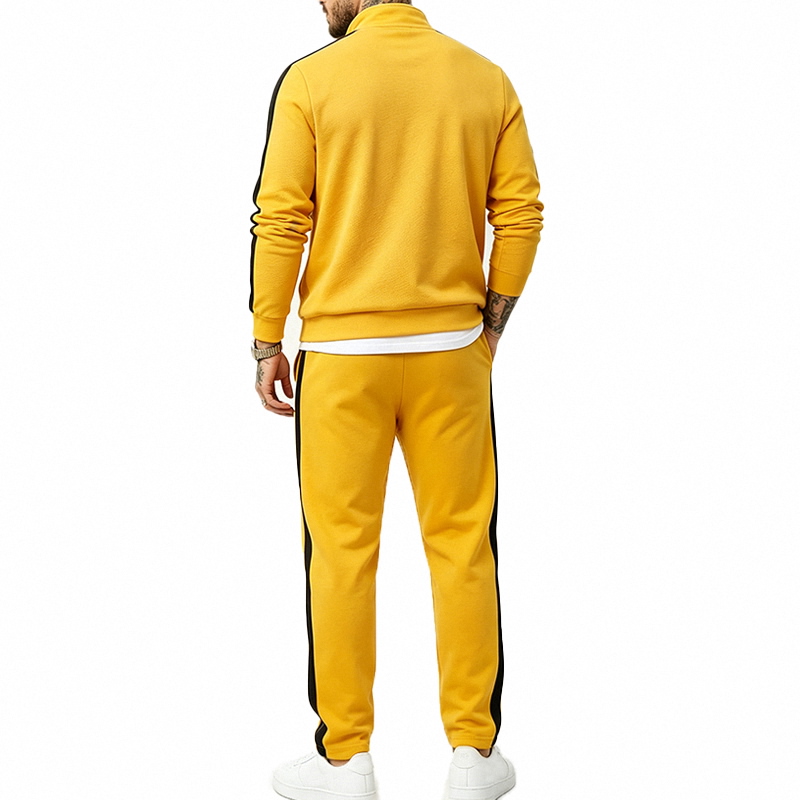 Ensemble deux pièces décontracté pour homme : veste zippée à col montant et sweat-shirt, respirant et confortable