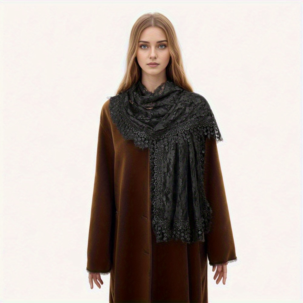 1 pièce Écharpe châle longue en dentelle unie à franges pour femme, nouveau design, pour robe de soirée, pashmina de mariage, hijab, foulard, bandana