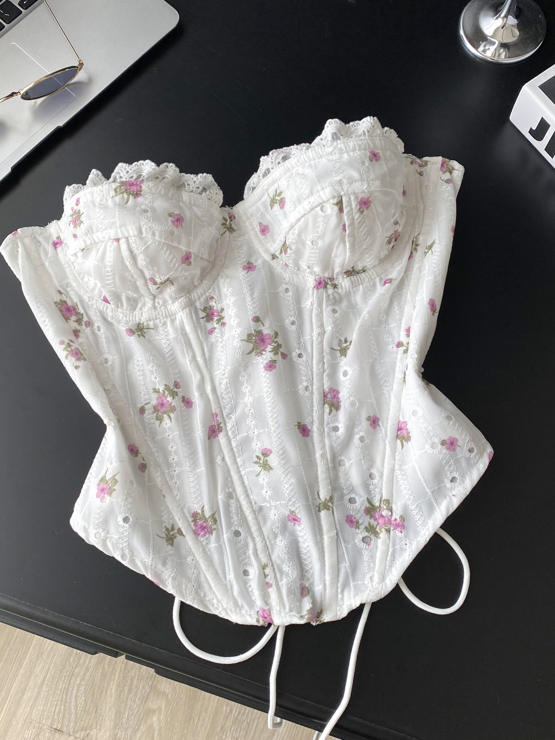 Débardeur brodé sans manches, Sexy, ajouré, Corset, Bustier, Chic, haut court, fête, haut à bretelles, Y2k