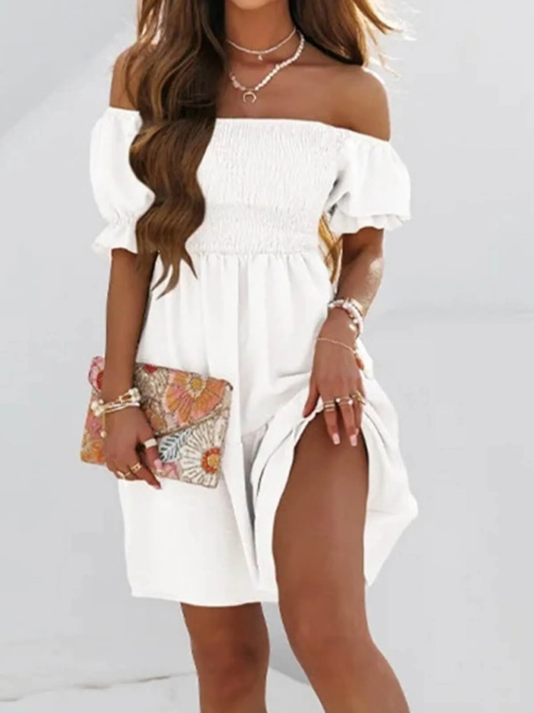 Nouvelles robes pour femmes 2025 robes d'été pour femmes mode Sexy épaules nues manches bouffantes robe robes Verano Moda robe courte