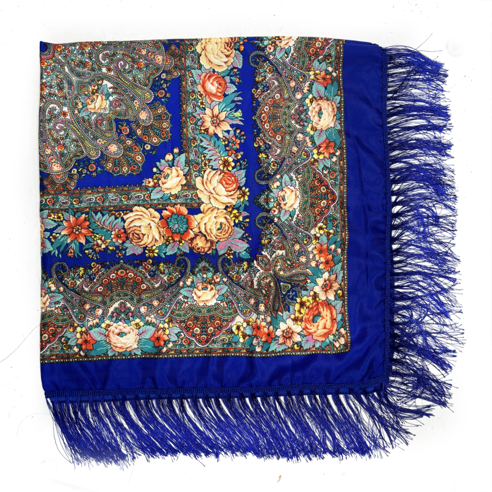Châle ukrainien à franges imprimé Floral de luxe pour femmes, écharpe carrée nationale russe, mouchoir Babushka, enveloppe de tête, 130x130cm