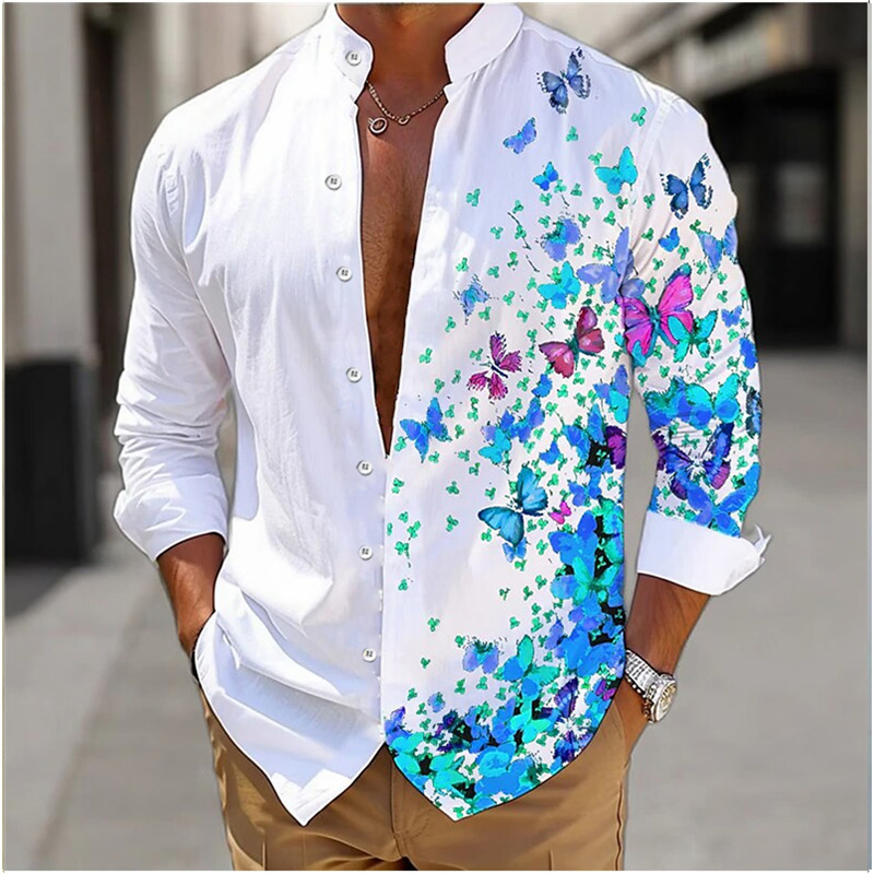 Chemise florale douce et confortable pour hommes rose bleu vert à la mode décontracté extérieur rue Y-Plus taille européenne TANXS-6XL