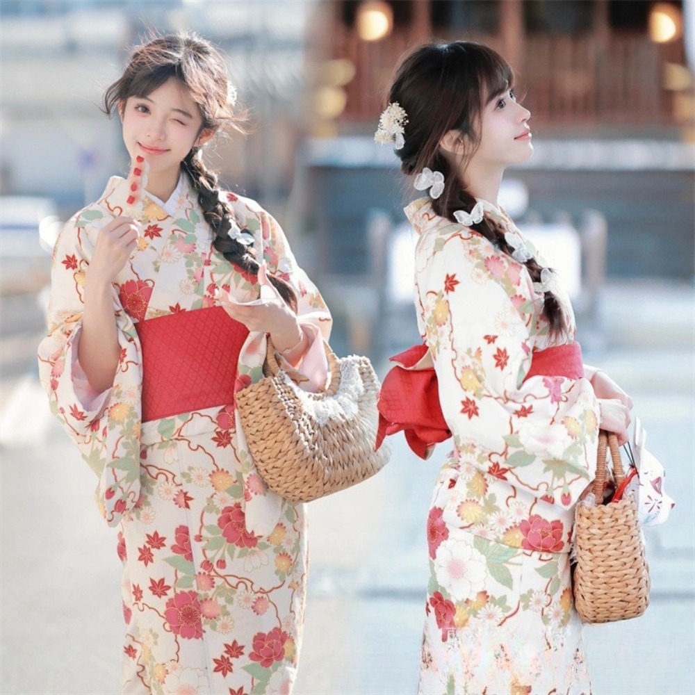 Kimono japonais fluide pour femme, Yukata élégant et ample, tenue de portrait pour les voyages en extérieur, séances photo en studio, thème cosplay