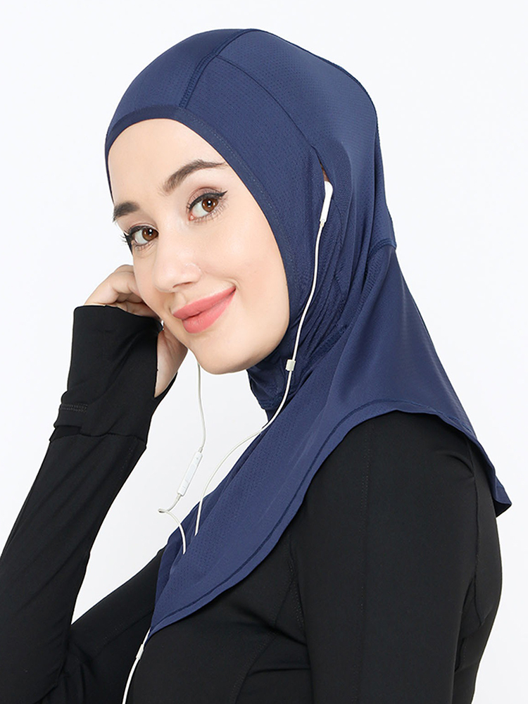 Foulard instantané musulman pour femme, foulard qui peut être porté avec des écouteurs, respirant, confortable, sportif ﻿