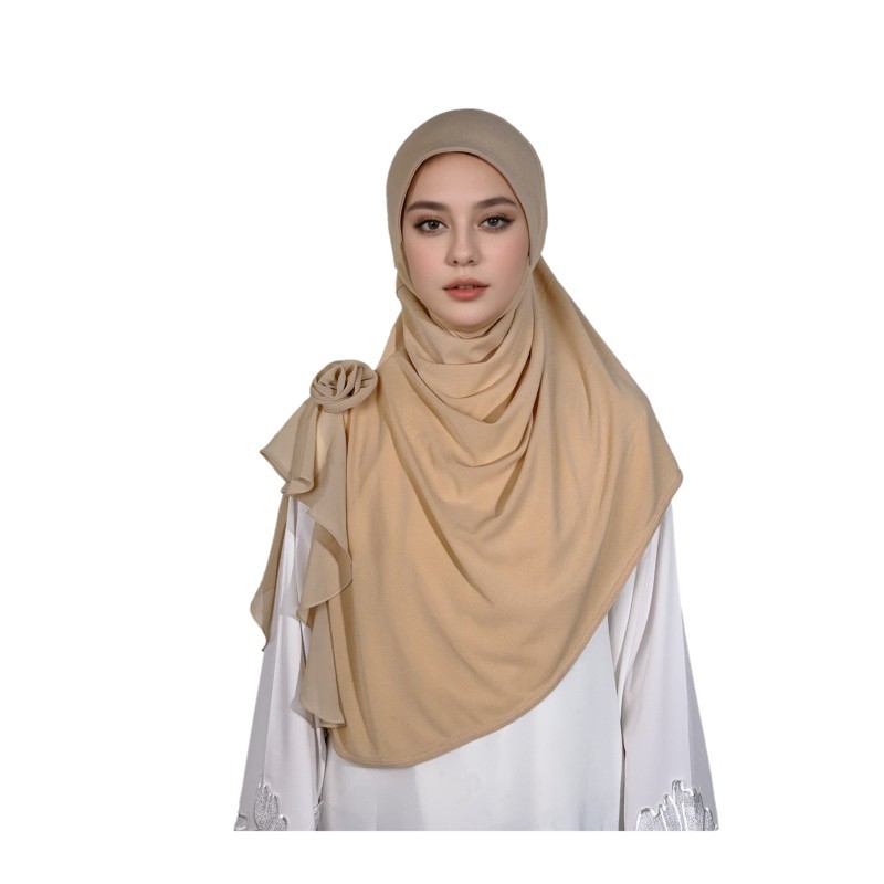 Mode femmes Hijab Cap châle élégant doux malaisie côté fleur dentelle enveloppes longue écharpe foulards