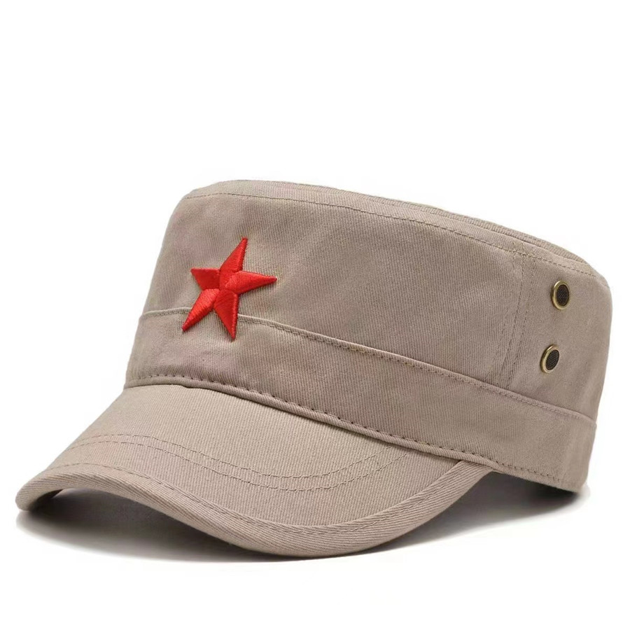 Chapeau plat rétro nostalgique pour hommes avec étoile rouge brodée