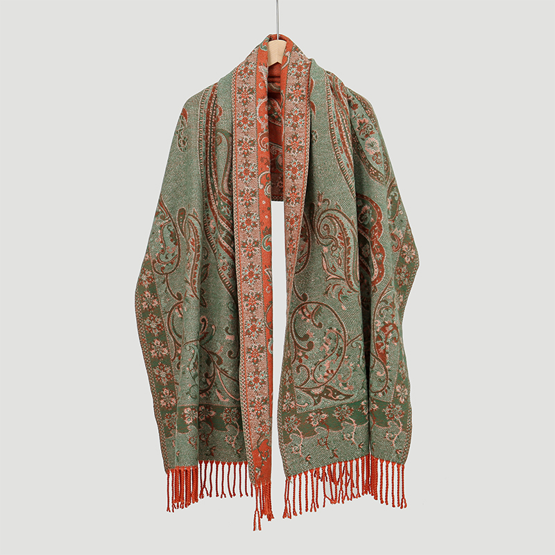 Écharpe Jacquard Paisley en cachemire épais pour femme, châle classique à pampilles, col chaud, enveloppe d'hiver, Pashmina Floral, à la mode, 2024