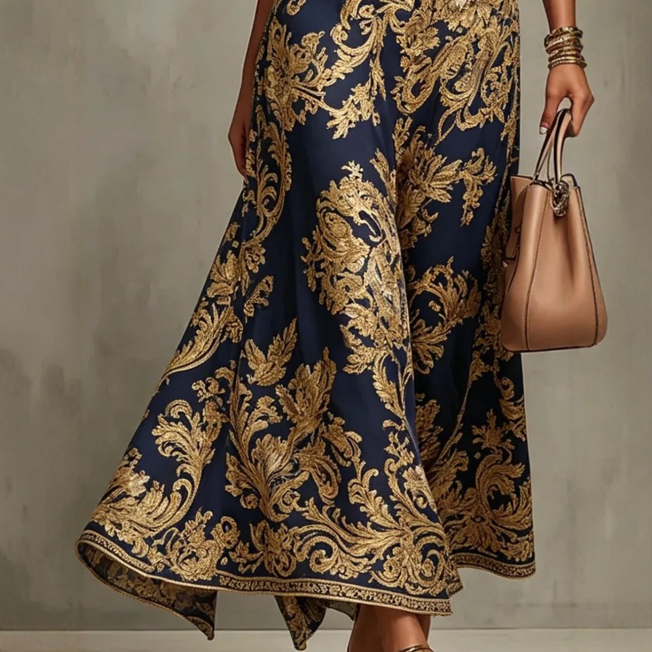 Nouvelles Robes Longues Élégantes pour Soirées et Cérémonies Été 2026 – Motif Floral Classique Vintage Imprimé, Col Revers, Coupe Trapèze pour Femme