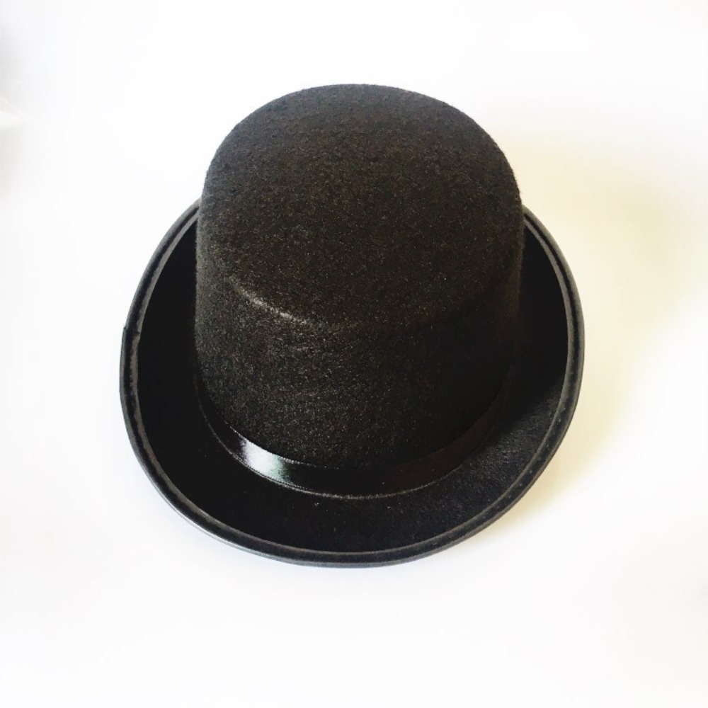 Chapeau haut-de-forme noir en tissu à la mode, accessoire de Costume, chapeau de magicien élégant, casquette de Jazz pliable foncé pour enfants et adultes