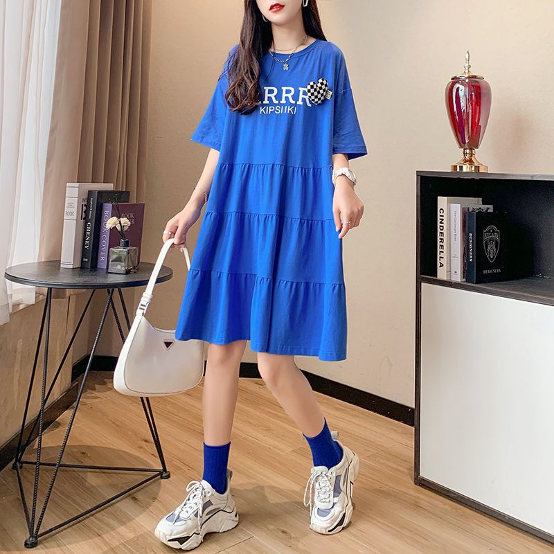 Robe Mi-Longue Décontractée à Col Rond pour Femme, Vêtement avec Lettres Imprimées, Style Coréen, Va avec Tout, Été 2024