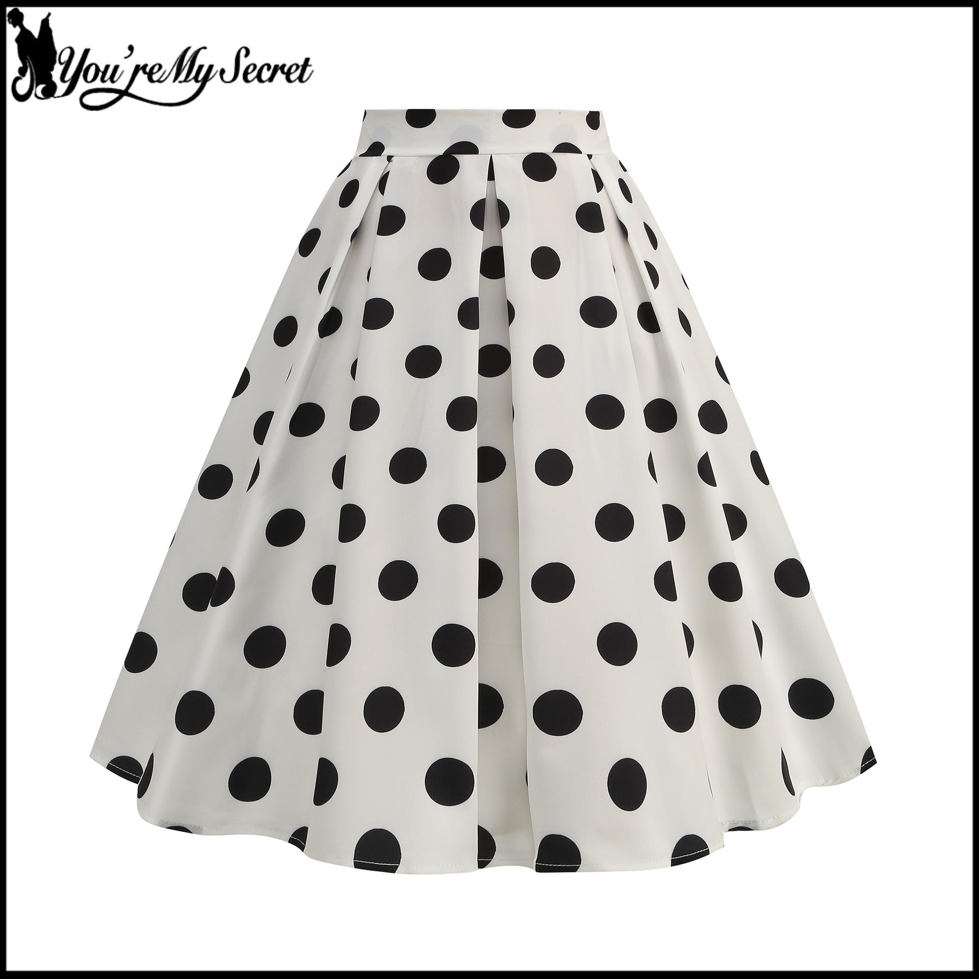 [You're My Secret] Jupe de fête années 50 et 60 pour femmes, jupe à pois rockabilly, robe vintage pin-up, vêtements d'été pour femmes