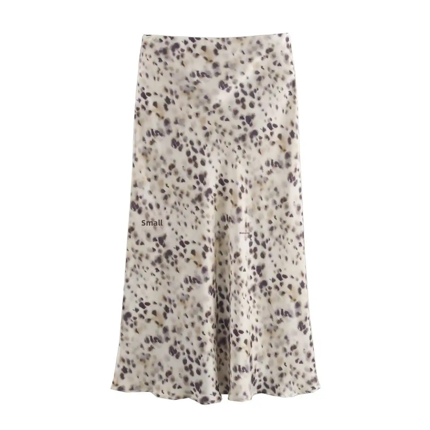 Jupe midi en satin de soie multicolore, style automne tendance, jupe trapèze pour femme, matière polyester, motif floral décoratif