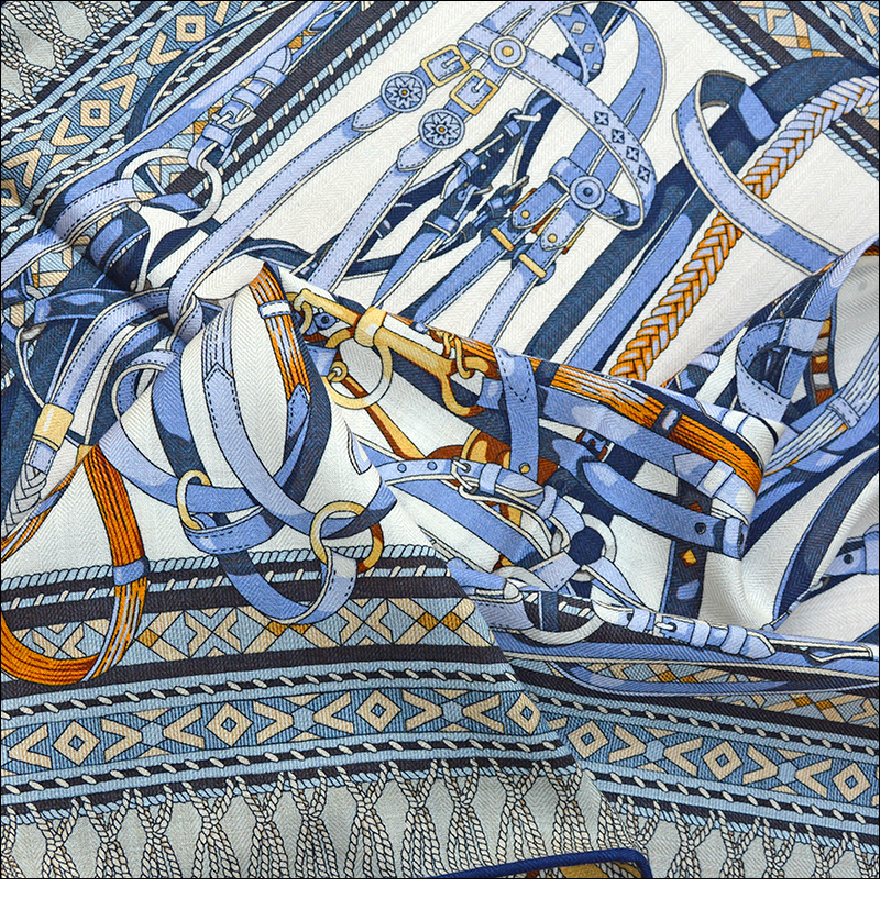 Écharpe d'automne en laine de soie avec motif à chevrons, accessoire multifonctionnel de loisirs double face double couleur "65F0015"