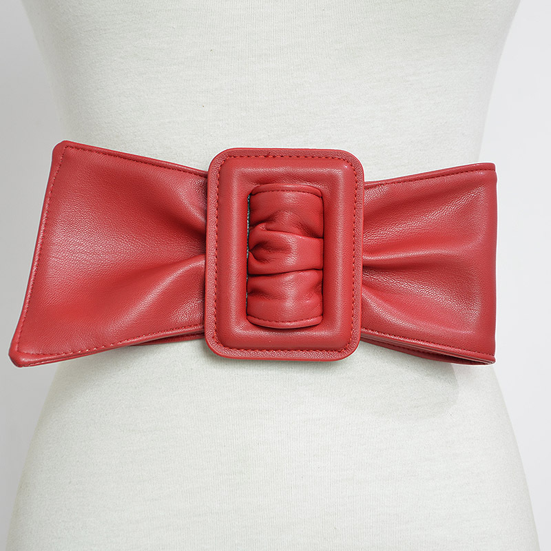 Ceinture large en cuir noir effet peau de mouton pour femme, élégante, style vintage, en PU