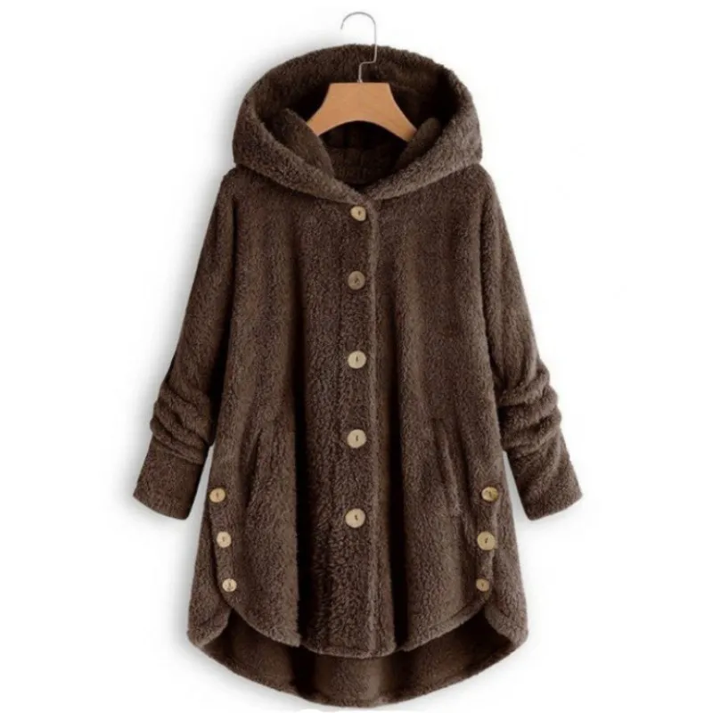 Automne hiver manteau femmes chaud ours en peluche manteau laine veste femme en peluche manteau à capuche nouvelles femmes manteaux couleur unie veste