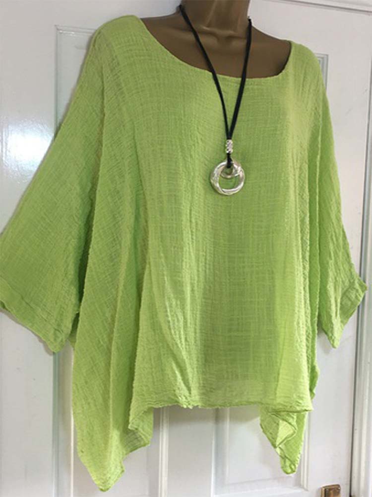 Haut ample à manches chauve-souris pour femmes Monochromatic Street Trend Pull à manches courtes T-shirt Vêtements de tous les jours pour femmes Été Nouveau