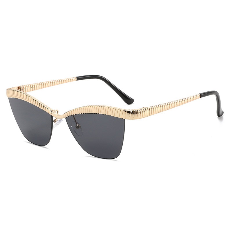 Lunettes de soleil œil de chat demi-cerclées uniques pour femmes, nouvelle marque tendance, en alliage, avec verres dégradés, pour la conduite