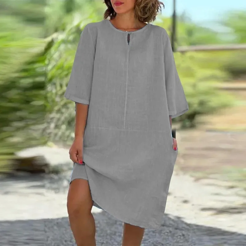 Robe d'été décontractée en coton et lin pour femmes, vêtements de mode Y2k, streetwear vintage, confortable, adt Harajuku