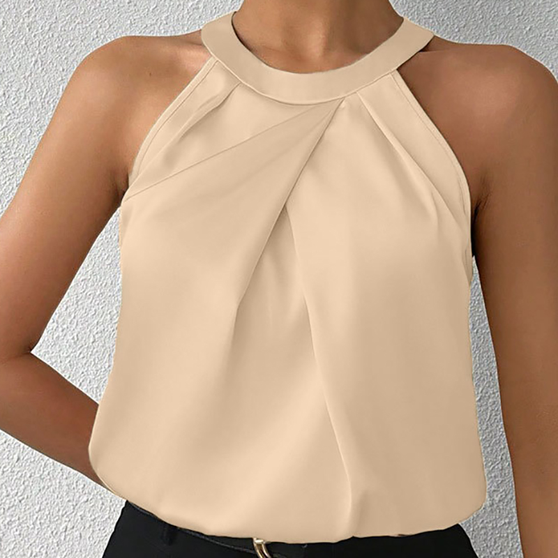 Débardeur en Satin haut de gamme pour femmes, nouvelle couleur, chemisier en soie, col rond, haut sans manches, à la mode, vêtements féminins élégants, été