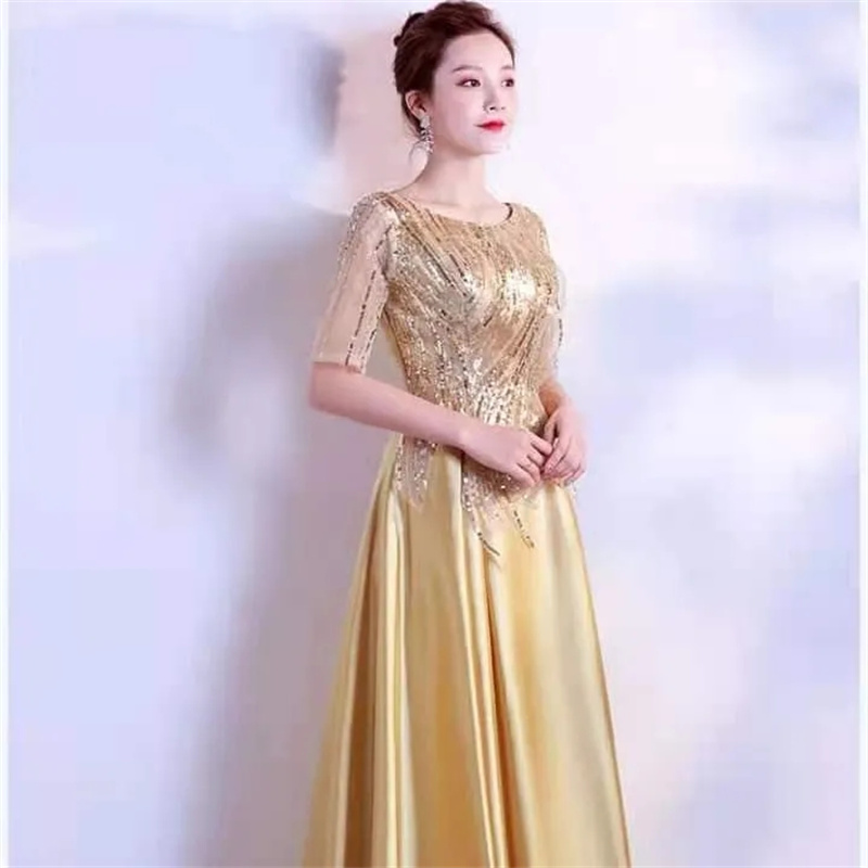Costume de performance de grande chorale pour adultes, robe longue, robe de soirée mince, tempérament, élégant, à la mode, chœur féminin, banquet, hôte
