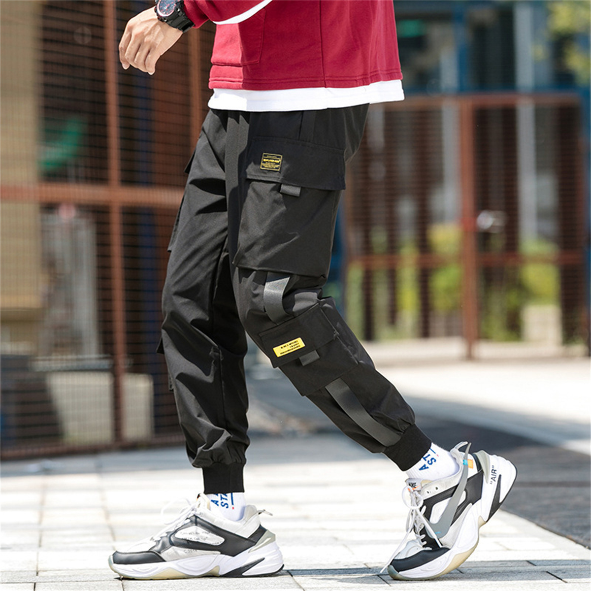 Pantalon cargo pour homme, décontracté, style hip-hop, couleurs tendance, plusieurs poches, streetwear, rubans, techwear, pantalon de survêtement pour garçons