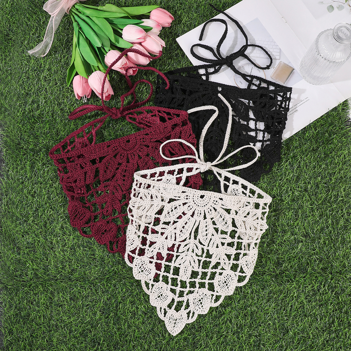 AWAYTR Foulard triangulaire français à fleurs pour femme, mode printemps, élégant, tricoté, bandeau, accessoires pour cheveux