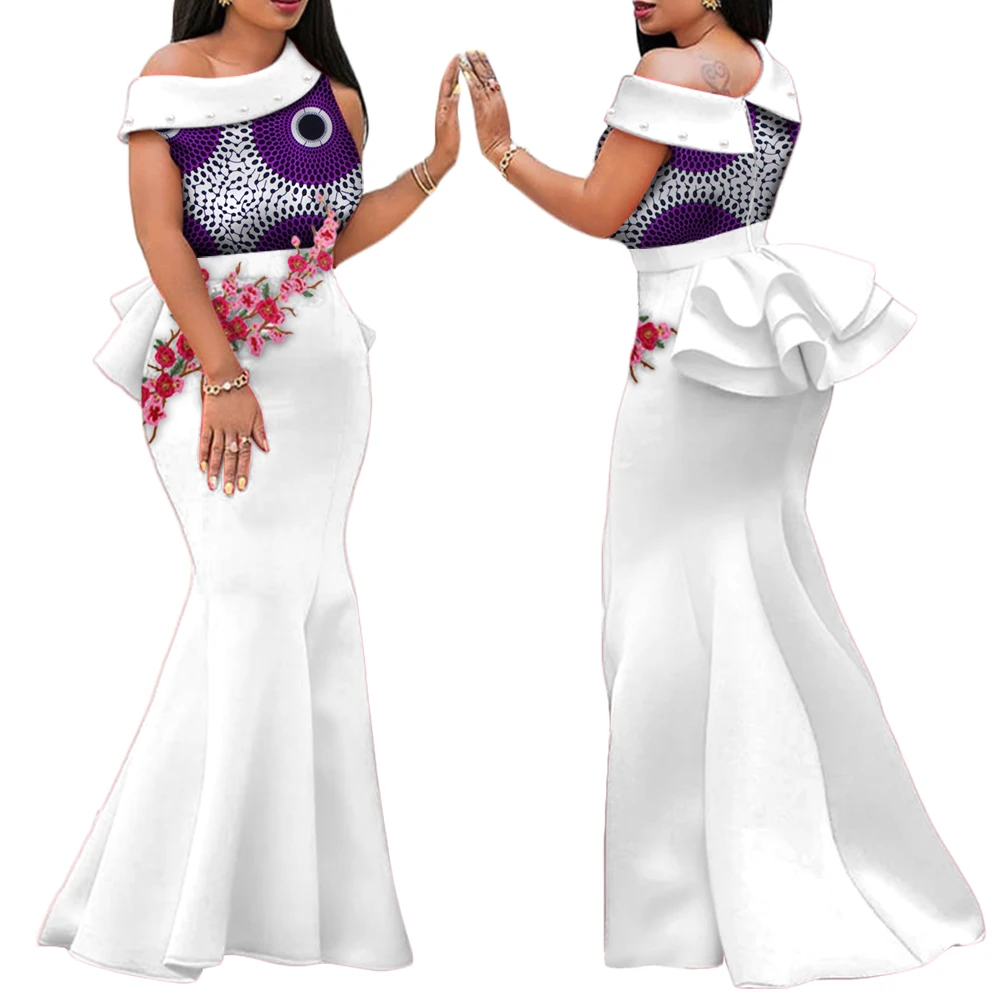 Robe longue à imprimé africain pour femmes, tenue de soirée éducative, vêtements traditionnels africains, WY444