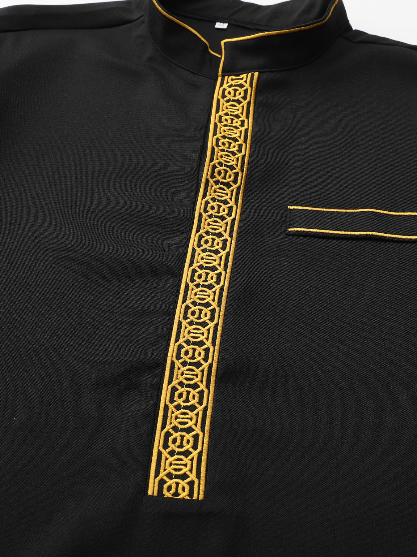 Robe longue islamique pour hommes musulmans arabes, col montant brodé, thobe traditionnel, vêtements traditionnels pour hommes