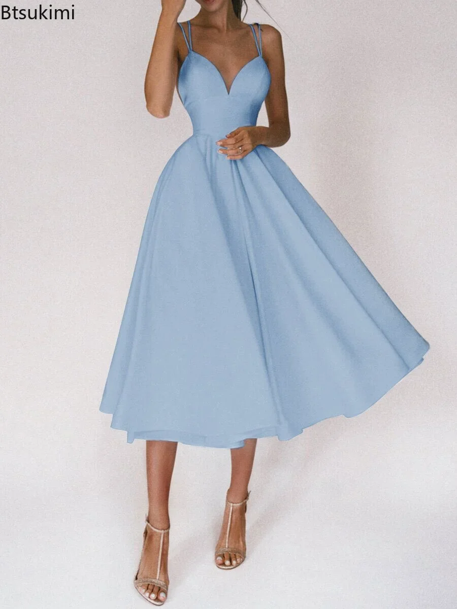 Nouveau 2026 Élégant Invité De Mariage Longues Robes De Soirée pour Les Femmes D'été Sexy Slip Dos Nu Robe De Bal Midi Robes Tenue Décontractée Robe
